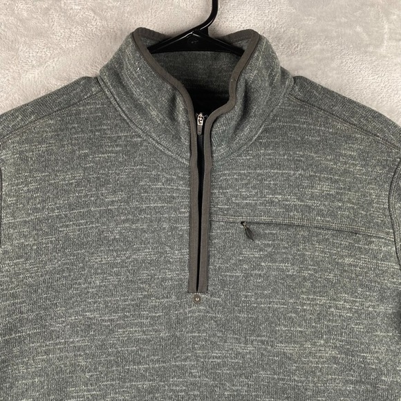 Prana Sweater Mens Large Gray 1/4 Zip Pullover Bryce Knit Fleece Sweatshirt - Picture 3 of 10